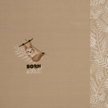 Preview: Baumwolljersey Lazy Jungle Faultier Panel ca. 50cm Camel by Mrs. Mint Design von Swafing